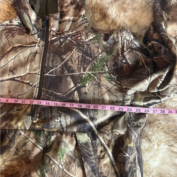 Cabelas Dry Plus Men’s Large Hood Pullover Half Zip Camouflage Jacket, Pockets - Picture 11 of 12
